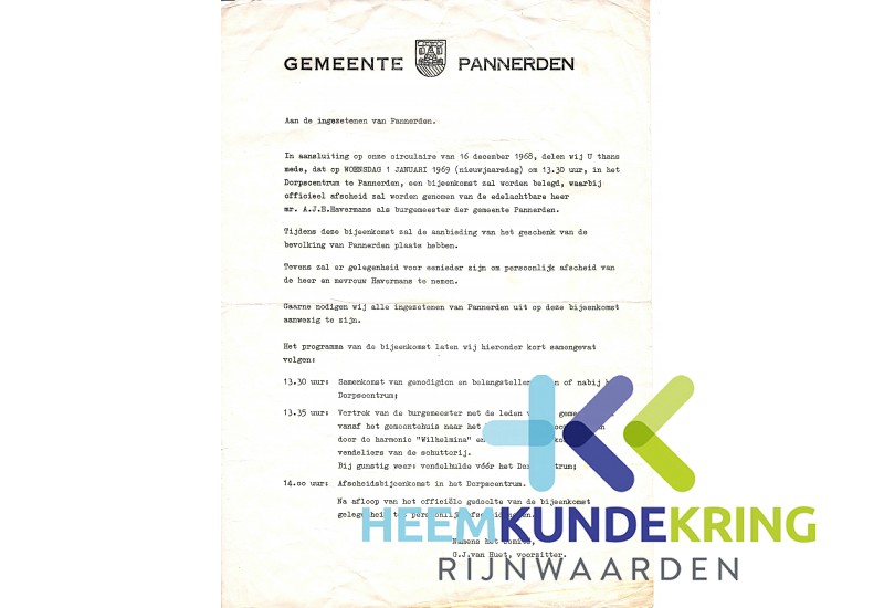 Pannerden Afscheid Burgemeester A.Havermans dec. 1968 Coll.A.Havermans (3)